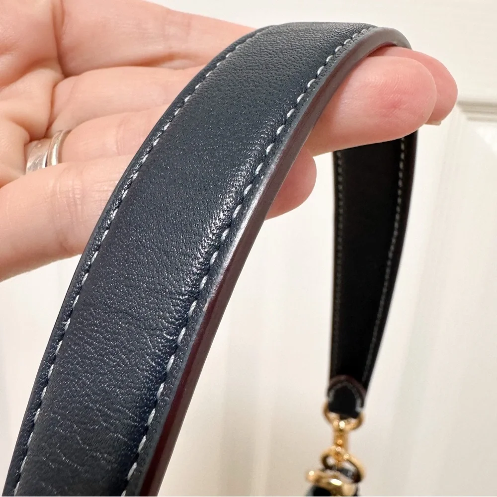 Coach Teri Shoulder Bag Signature Chambray Leather Trim